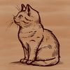 Kitten Sitting Pretty Vector A small domestic cat sitting on the floor, depicted in a simple vector design.
