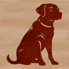 A detailed vector illustration of a sitting Labrador Retriever dog.