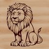 A large wild animal with a mane sitting on its haunches.