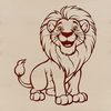 Lion in the Savannah A large lion sitting in a savannah landscape, suitable for vector design.