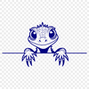Colorful Lizard Emerging from Rock A colorful reptile peeking out from behind a rock, suitable for vector art and clipart designs.
