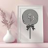 Stylized Candy Lollipop Graphic An isolated SVG graphic of a stylized candy lollipop, suitable for digital use in various applications.