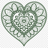 Colorful Mandalas with Love at the Center A colorful mandala design featuring a heart shape at its center, ideal for use in various digital projects and crafts.