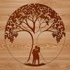 Union of Two Hearts in Bloom Vector graphic of a tree with embracing foliage, representing the union of two lovers.