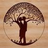 Whispers in the Boughs A simple vector design featuring a pair of figures sharing a kiss beneath the boughs of a leafy tree.