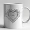 Stylized Heart Geometric Pattern A geometric pattern mandala featuring a stylized heart design in vector format.
