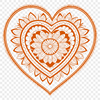 Vibrant Mandalas and Hearts Design A intricately designed mandala heart pattern featuring interlocking shapes and lines.
