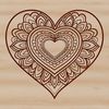 A colorful geometric pattern featuring a heart shape at its center, created using vector art.