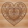 Detailed mandala design featuring a heart shape, suitable for vector art projects.