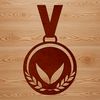 Interlocking Medal Design A silver and gold colored medal design made up of interlocking shapes with a 3D effect.