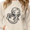 Free Mermaid Clip Art for Vector Design Illustrated mermaid with flowing locks and shimmering scales, suitable for vector design and cutting machine projects.