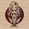 Free Mermaid Illustration Downloadable SVG A mythical sea creature depicted as a humanoid with fish tail, suitable for vector art design.