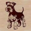 A small-sized dog breed illustration of a standing Miniature Schnauzer.