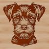 Fluffy Furry Face Illustration A close-up illustration of a miniature dog's head with a wrinkled brow and fluffy beard.