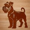 Illustrative vector graphic of a standing miniature schnauzer dog breed.