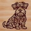 Miniature Schnauzer Portrait SVG A illustration of a small dog breed known as the Miniature Schnauzer sitting with a distinctive beard.
