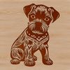A small breed dog sitting on its hind legs with a distinctive beard and mustache.