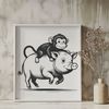 A digital illustration of a monkey-pig hybrid animal, created as an SVG vector graphic for various uses.