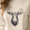 Moose in Spectacles Illustration A wildlife depiction of a moose wearing glasses in a whimsical illustration.