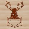 Wild Moose Illustration An illustration of a large, antlered wild animal with a sturdy build.