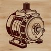 A detailed illustration of a motor, created as a vector graphic for use in various design applications.