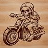 Curved Lines Motorcycle Illustration A sleek motorcycle with curved lines and chrome accents.