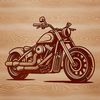 A vector graphic representation of a motorbike in motion.