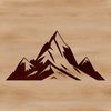A digital illustration of a mountain landscape featuring rugged terrain and rolling hills.