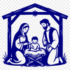 Illustrative Nativity scene in a traditional style with SVG format, ideal for commercial or personal use.