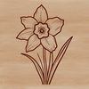 Simple Easter Flower Design A single stem of a bright yellow daffodil with white trumpet-shaped blooms, set against a simple background.