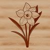 Simple Daffodil Illustration in White A single white daffodil flower with bright yellow trumpet-shaped center, set against a plain background.
