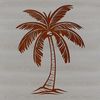 Palm Tree Beach Landscape Vector Graphics A single tall palm tree standing in a sandy beach with clear blue sky in the background.