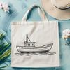 Minimalist Boat Illustration SVG illustration of a simple boat design with clean lines and minimalist details, suitable for vector art projects.