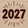 A simple illustration featuring the numbers 2027 in a circular pattern with quotes and decorations surrounding it.