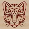 Wild Big Cat Portrait in Vector Graphics An illustration of a wild big cat's face, depicted in detailed vector graphics with sharp lines and crisp edges.