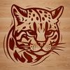 An SVG vector graphic representation of a big cat, featuring the distinctive features of an ocelot.