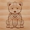 Whimsical Wildlife Art Design A stylized illustration of a bear sitting in a traditional ornate design style.