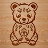 Beautiful Sitting Animal SVG Design A detailed illustration of a sitting bear with ornate details, suitable for vector design and cutting machine projects.