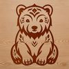 A stylized illustration of a bear sitting in a decorative pose, suitable for vector designs.