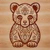 Whimsical Wild Bear Design An intricately designed bear sitting on its haunches, characterized by ornate details and patterns.