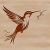A vector graphic representation of a hummingbird in motion, with intricate details and ornate design elements.
