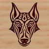 Majestic Doberman Breed Illustration An ornate digital representation of a dog breed, specifically the Doberman Pinscher.