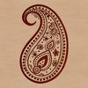 Curved Ornate Motif A stylized ornate shape with curved lines forming a paisley motif.