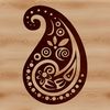 A stylized ornate paisley shape with intricate details, suitable for digital design and cutting applications.