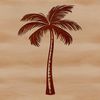Tropical Palm Tree Silhouette A pair of tall palm trees swaying in the breeze against a clear blue sky, suitable for vector design and commercial use.