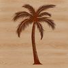 Palm Tree Vector Graphic Design A single palm tree with long green fronds and trunk in a tropical landscape.