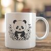 Giant Panda Illustration in a Floral Setting A digital illustration of a giant panda in a natural setting with subtle floral elements.