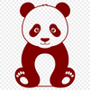 A black and white illustration of a giant panda in its natural habitat.