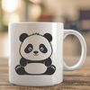 Wildlife Design Element Vector A black and white illustration of a wild panda in a forest environment.