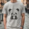 Giant Panda Illustration in Black and White A detailed illustration of a giant panda in black and white, suitable for vector art and cutting machine designs.